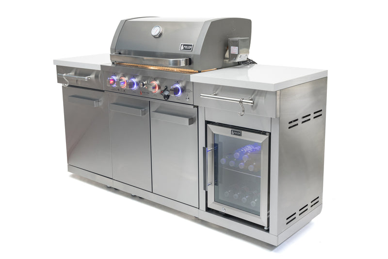 Load image into Gallery viewer, Mont Alpi 957 Island with compact refrigerator in black stainless steel
