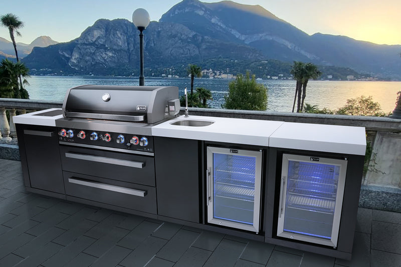 Load image into Gallery viewer, Mont Alpi 805 Black Stainless Steel Island with a Beverage Center and Fridge Cabinet
