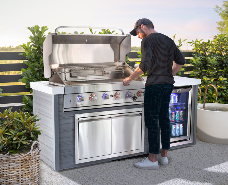 Load image into Gallery viewer, Mont Alpi 6-Burner Stainless Steel Art-wood Outdoor Island Grill
