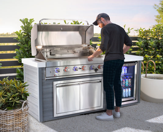 Mont Alpi 6-Burner Stainless Steel Art-wood Outdoor Island Grill