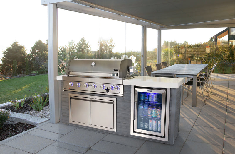 Load image into Gallery viewer, Mont Alpi 6-Burner Stainless Steel Art-wood Outdoor Island Grill

