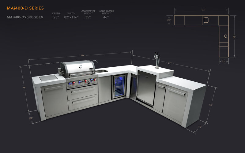 Load image into Gallery viewer, Mont Alpi 400 Deluxe Island with a 90 Degree Corner, Kegerator and Beverage Center
