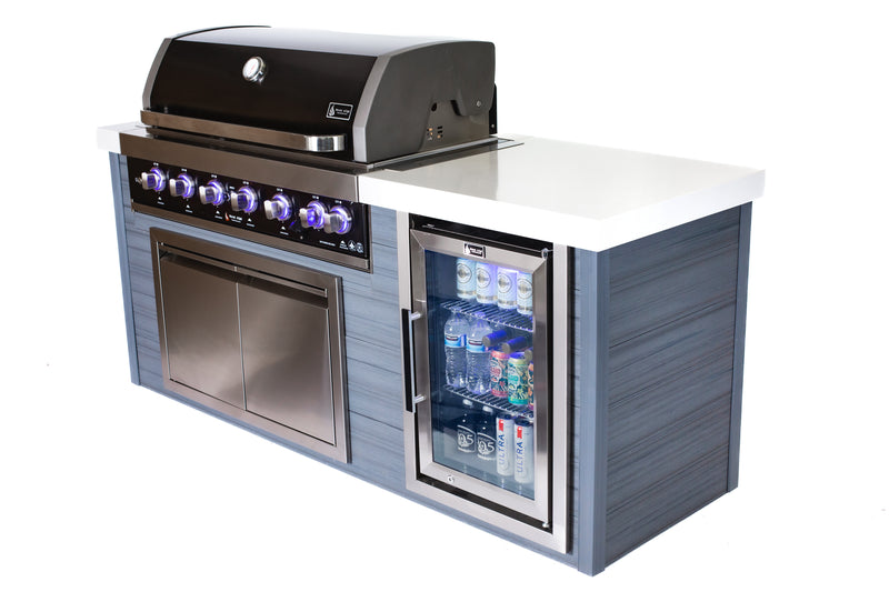 Load image into Gallery viewer, Mont Alpi 6-Burner Black Stainless Steel Art-wood Outdoor Island Grill
