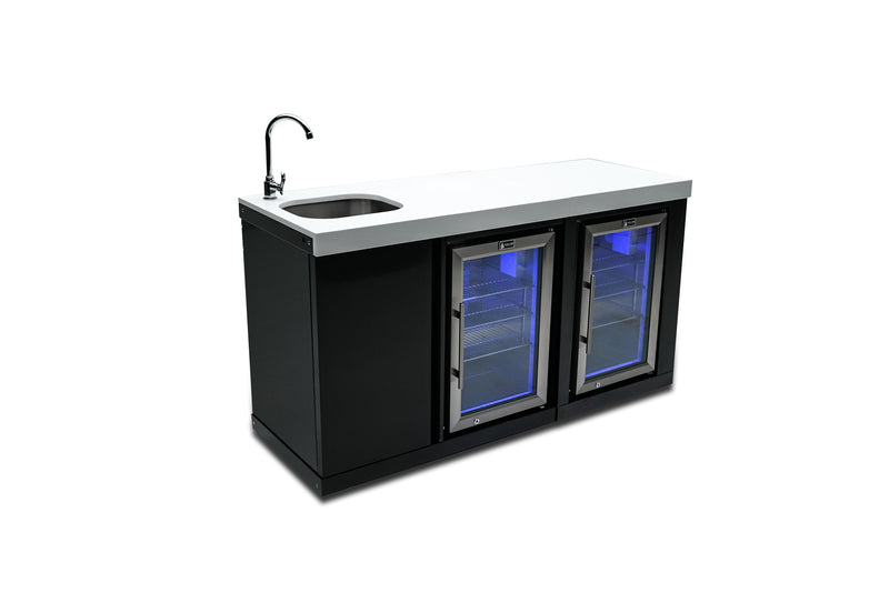 Load image into Gallery viewer, Mont Alpi Black Stainless Steel Beverage Center and Fridge Cabinet
