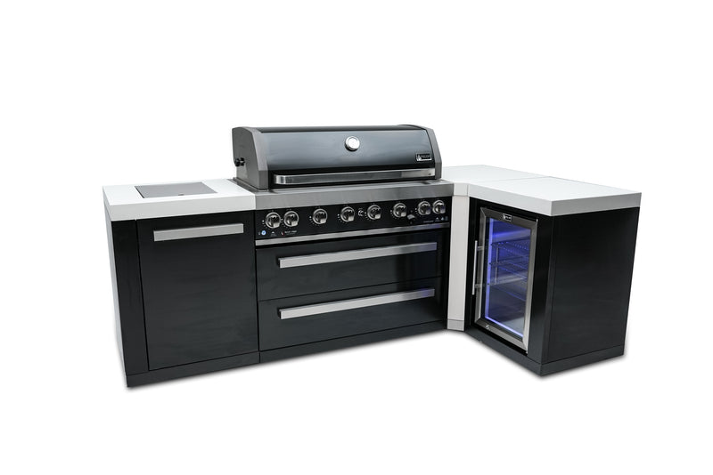 Load image into Gallery viewer, Mont Alpi 805 Black Stainless Steel Island with a 90 Degree Corner and a Fridge Cabinet

