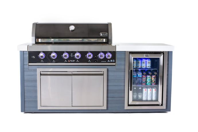 Mont Alpi 6-Burner Black Stainless Steel Art-wood Outdoor Island Grill