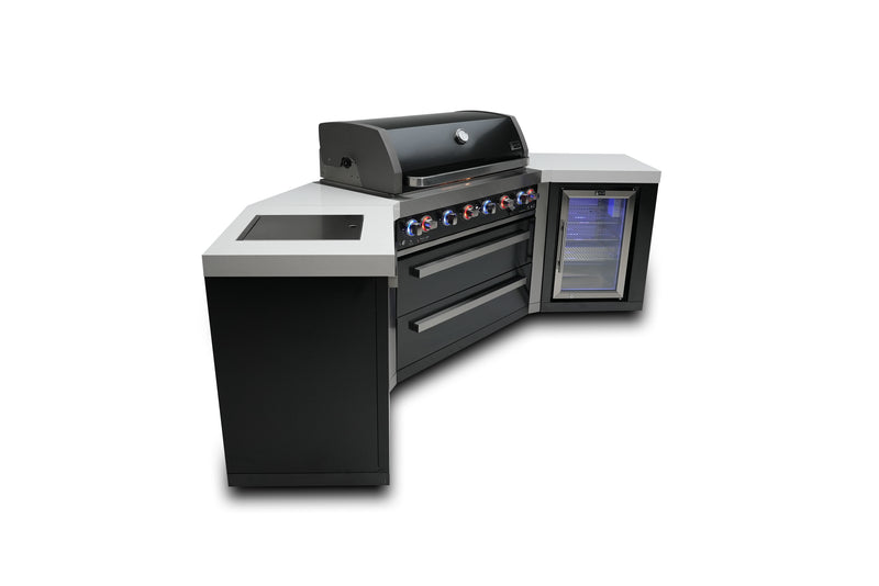 Load image into Gallery viewer, Mont Alpi 805 Black Stainless Steel Island with 45 Degree Corners and a Fridge Cabinet
