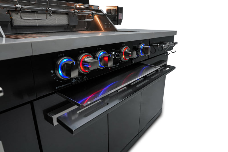 Load image into Gallery viewer, Mont Alpi 957 Island with compact refrigerator in black stainless steel

