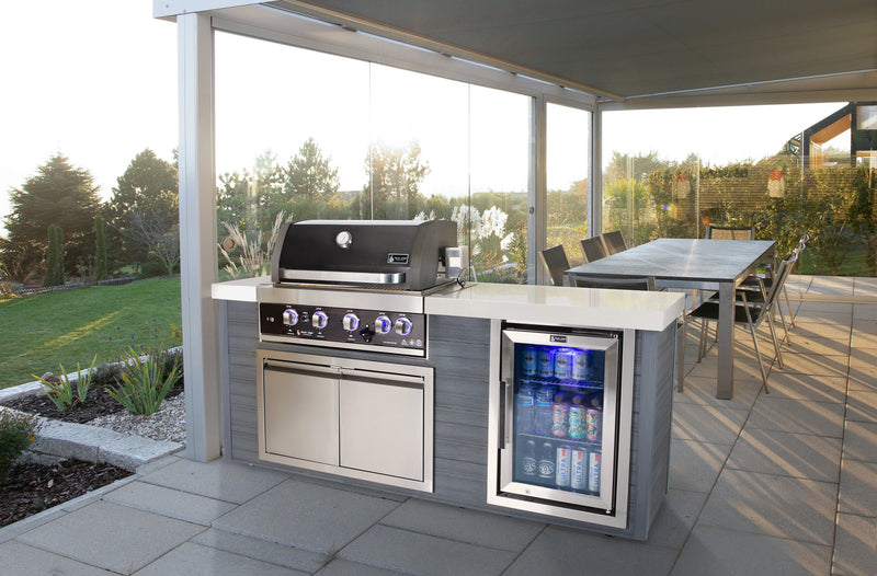 Load image into Gallery viewer, Mont Alpi 4-Burner Black Stainless Steel Art-wood Outdoor Island Grill
