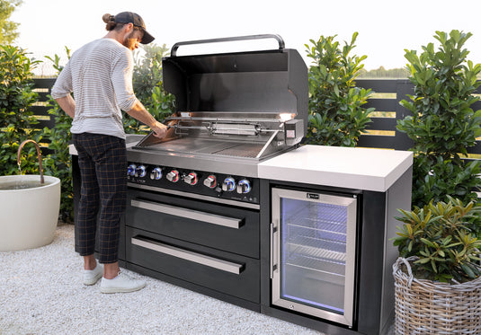 Mont Alpi 805 Black Stainless Steel Island with a Fridge Cabinet