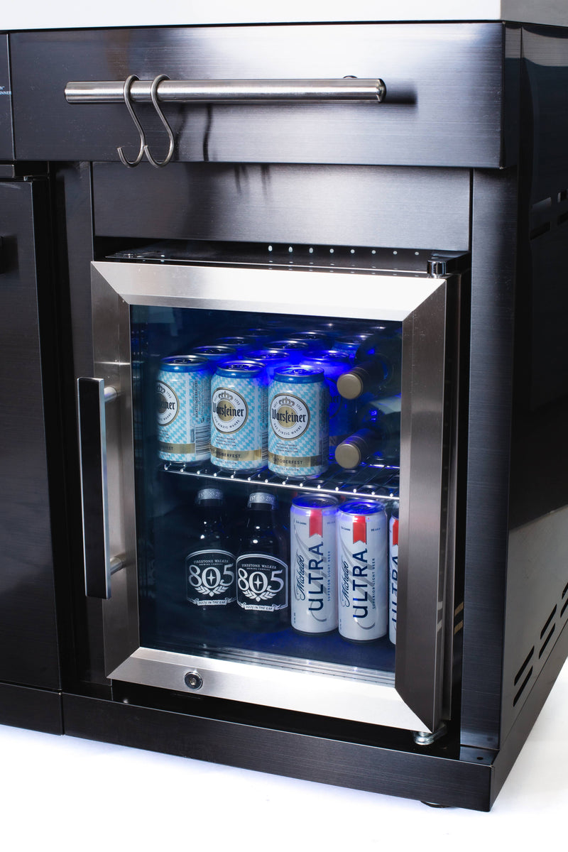Load image into Gallery viewer, Mont Alpi 957 Island with compact refrigerator in black stainless steel
