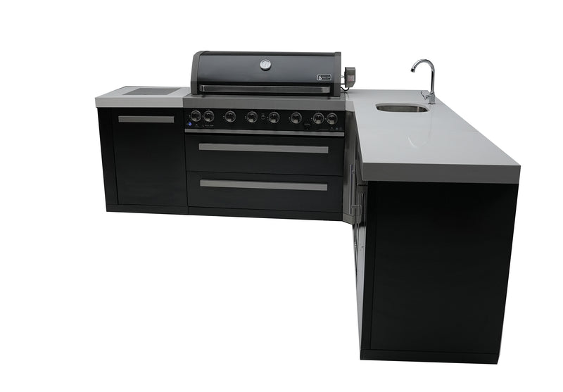 Load image into Gallery viewer, Mont Alpi 805 Black Stainless Steel Island with a 90 Degree Corner and Beverage Center
