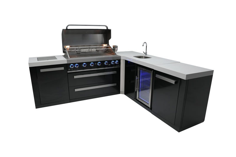 Load image into Gallery viewer, Mont Alpi 805 Black Stainless Steel Island with a 90 Degree Corner and Beverage Center
