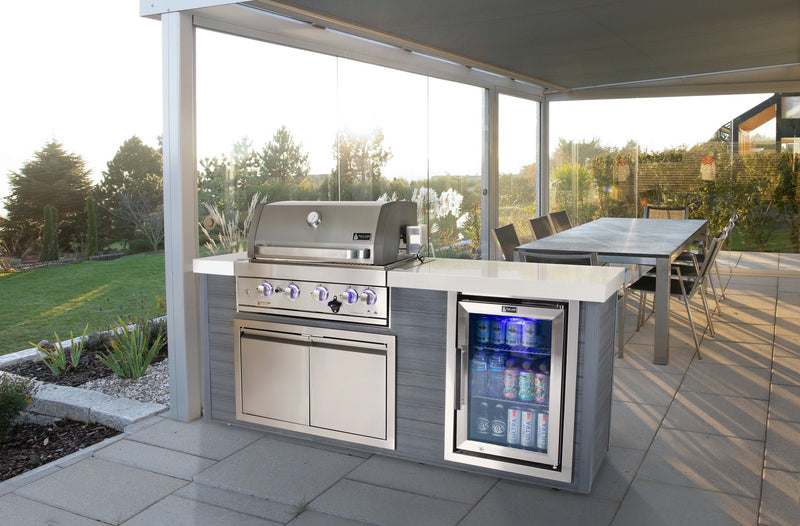Load image into Gallery viewer, Mont Alpi 4-Burner Stainless Steel Art-wood Outdoor Island Grill

