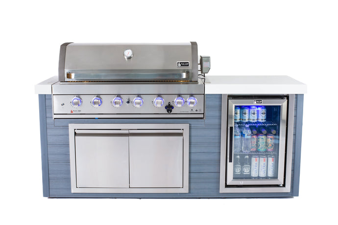 Mont Alpi 6-Burner Stainless Steel Art-wood Outdoor Island Grill