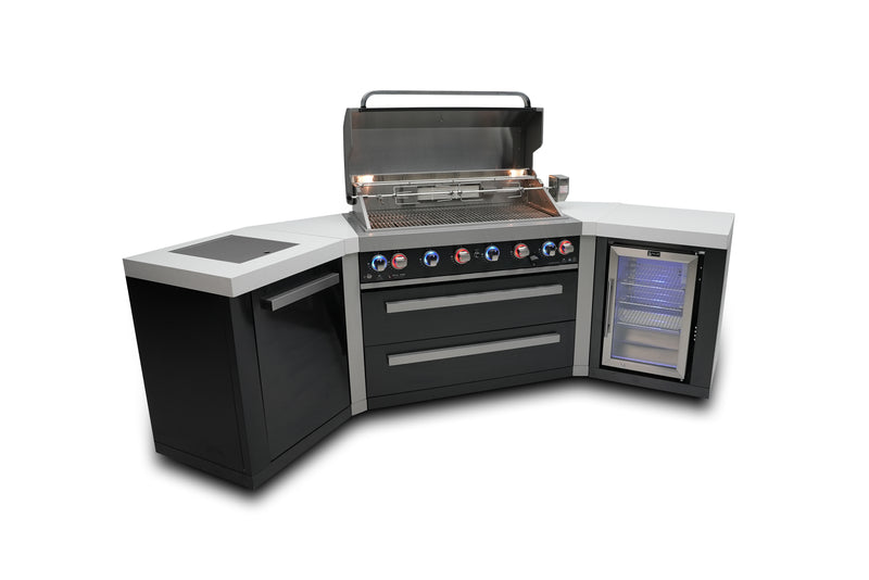 Load image into Gallery viewer, Mont Alpi 805 Black Stainless Steel Island with 45 Degree Corners and a Fridge Cabinet
