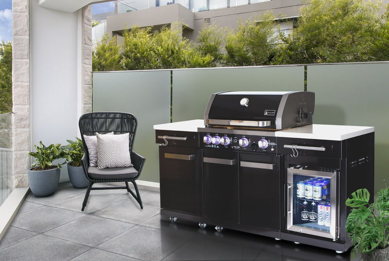 Load image into Gallery viewer, Mont Alpi 957 Island with compact refrigerator in black stainless steel
