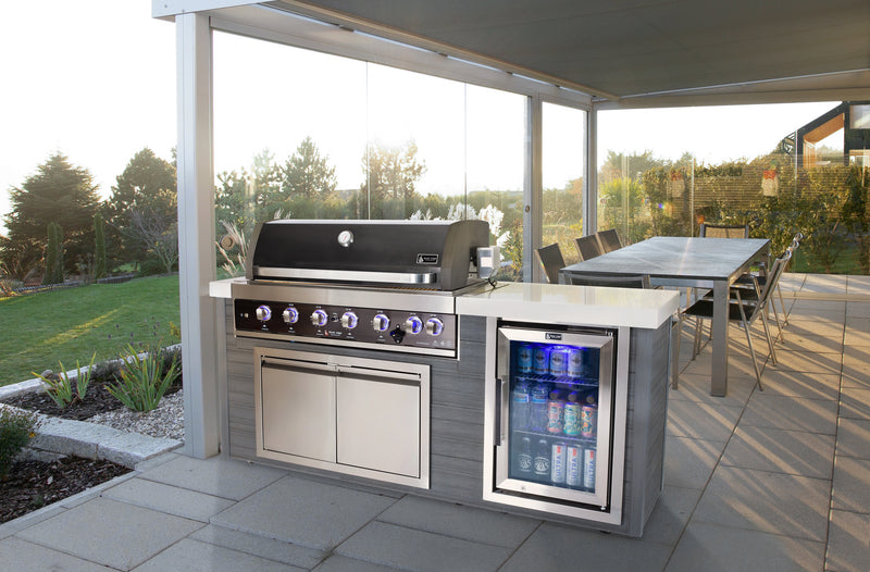 Load image into Gallery viewer, Mont Alpi 6-Burner Black Stainless Steel Art-wood Outdoor Island Grill
