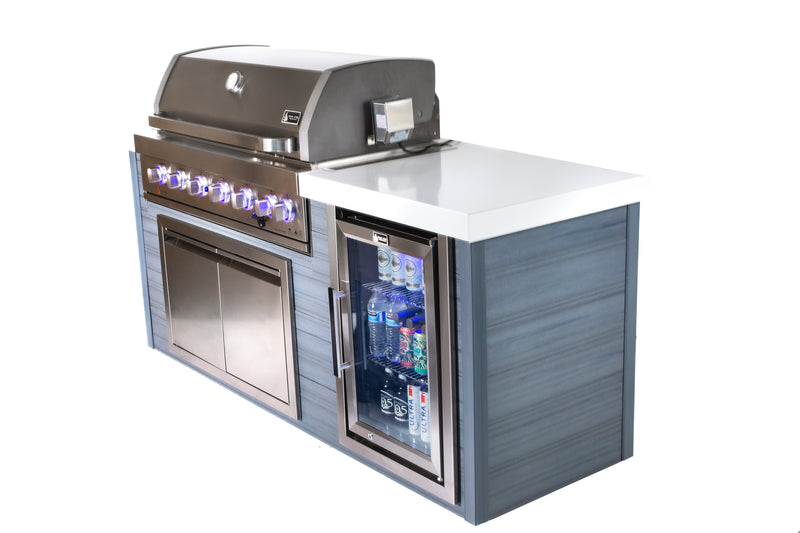 Load image into Gallery viewer, Mont Alpi 6-Burner Stainless Steel Art-wood Outdoor Island Grill
