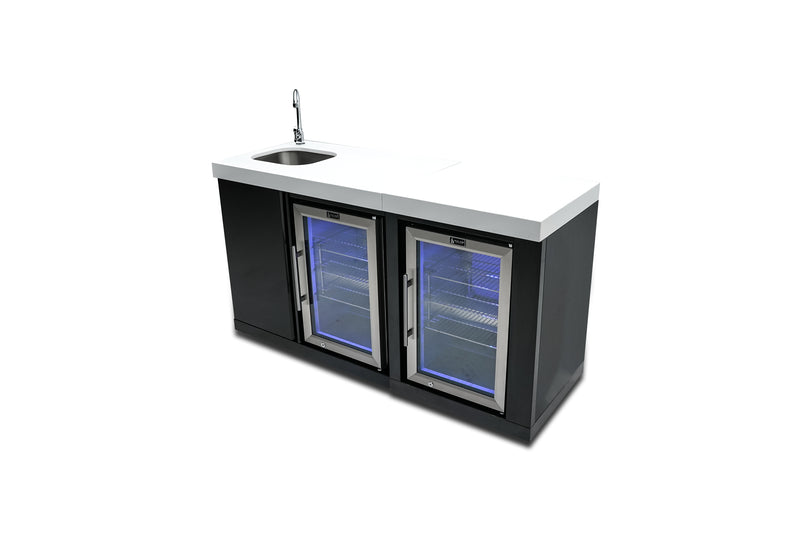 Load image into Gallery viewer, Mont Alpi Black Stainless Steel Beverage Center and Fridge Cabinet
