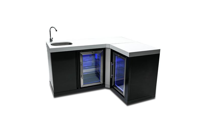 Load image into Gallery viewer, Mont Alpi Black Stainless Steel Beverage Center with 90 Degree Corner and fridge Cabinet
