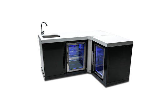 Mont Alpi Black Stainless Steel Beverage Center with 90 Degree Corner and fridge Cabinet