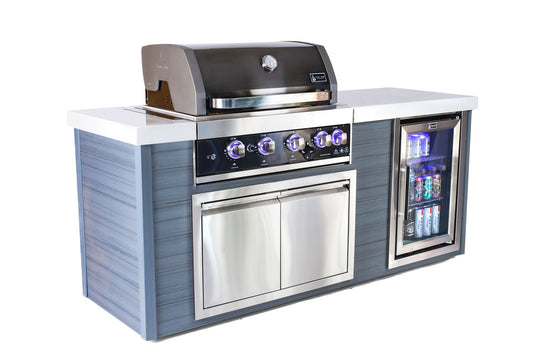 Mont Alpi 4-Burner Black Stainless Steel Art-wood Outdoor Island Grill