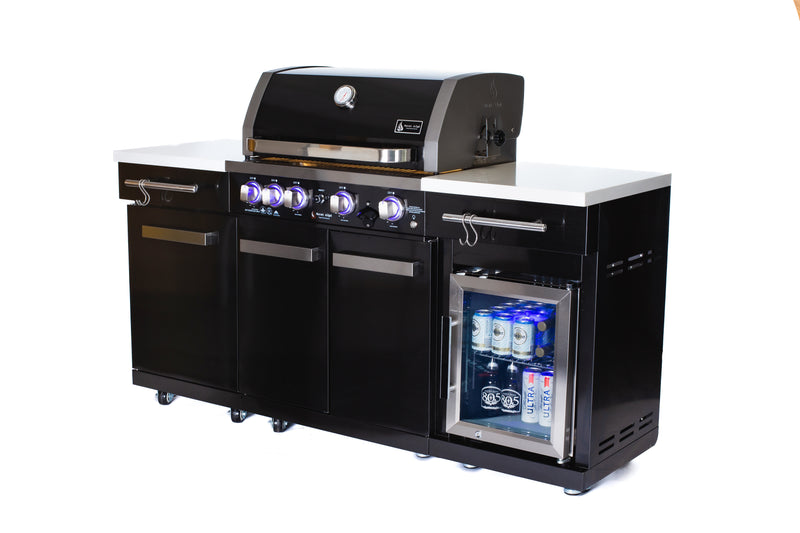 Load image into Gallery viewer, Mont Alpi 957 Island with compact refrigerator in black stainless steel
