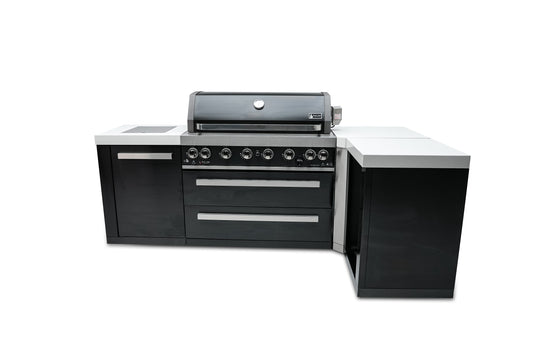 Mont Alpi 805 Black Stainless Steel Island with a 90 Degree Corner