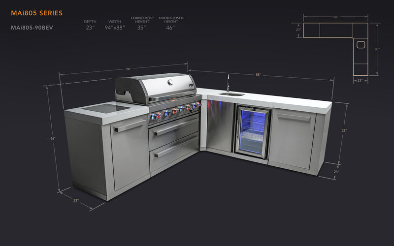 Load image into Gallery viewer, Mont Alpi 805 Island with a 90 Degree Corner and Beverage Center
