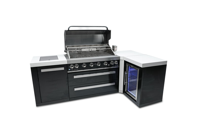 Load image into Gallery viewer, Mont Alpi 805 Black Stainless Steel Island with a 90 Degree Corner and a Fridge Cabinet
