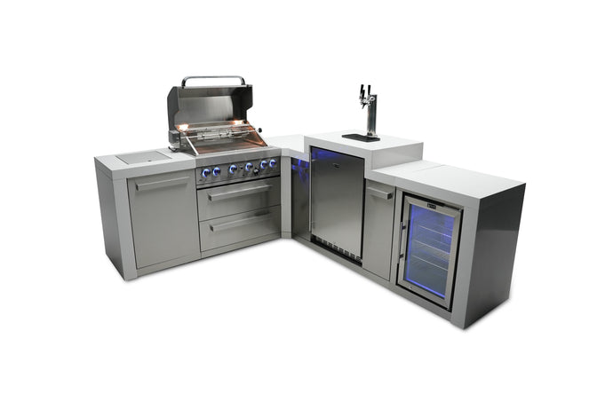 Mont Alpi 400 Deluxe Island with a 90 Degree Corner, Kegerator and Fridge Cabinet