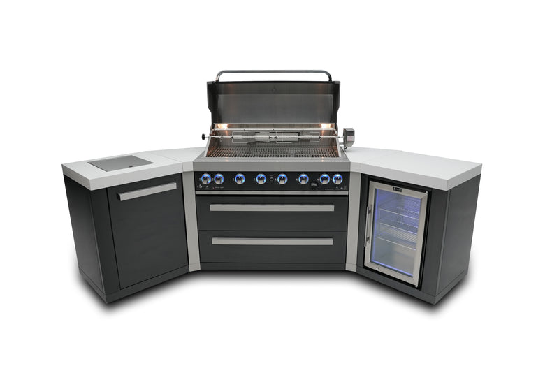 Load image into Gallery viewer, Mont Alpi 805 Black Stainless Steel Island with 45 Degree Corners and a Fridge Cabinet
