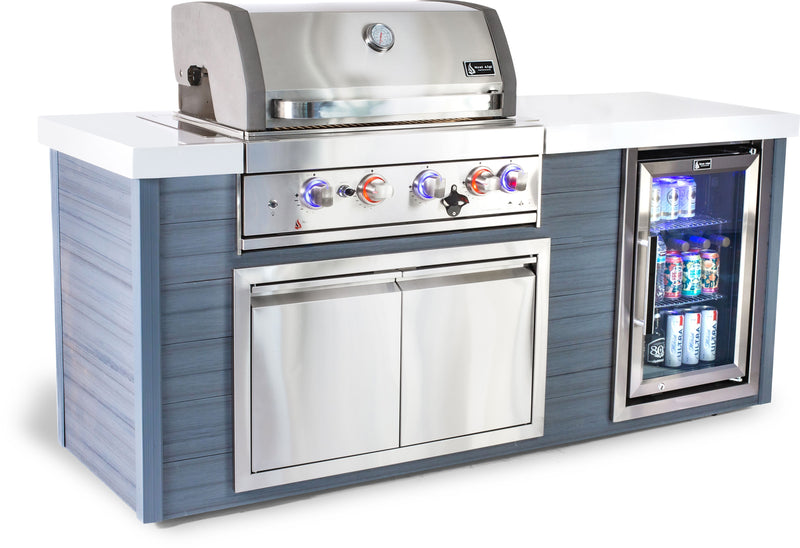 Load image into Gallery viewer, Mont Alpi 4-Burner Stainless Steel Art-wood Outdoor Island Grill
