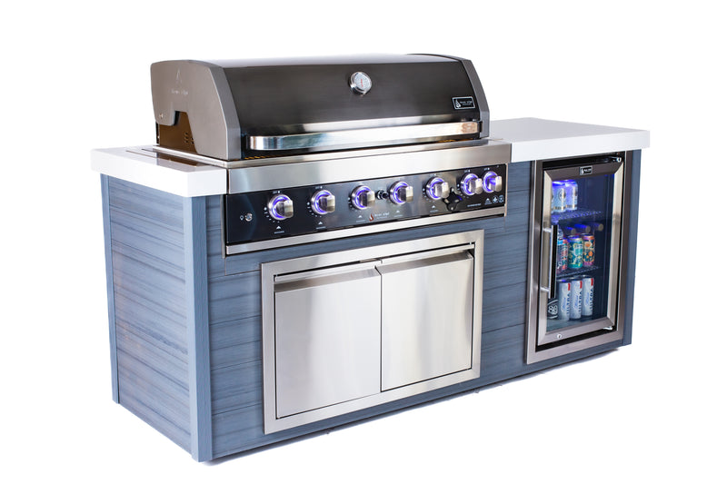 Load image into Gallery viewer, Mont Alpi 6-Burner Black Stainless Steel Art-wood Outdoor Island Grill
