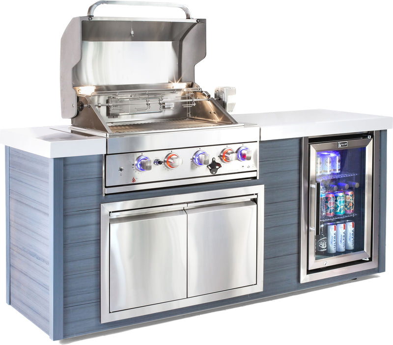 Load image into Gallery viewer, Mont Alpi 4-Burner Stainless Steel Art-wood Outdoor Island Grill
