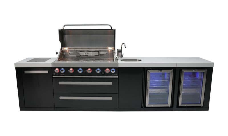 Load image into Gallery viewer, Mont Alpi 805 Black Stainless Steel Island with a Beverage Center and Fridge Cabinet
